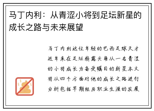 马丁内利：从青涩小将到足坛新星的成长之路与未来展望